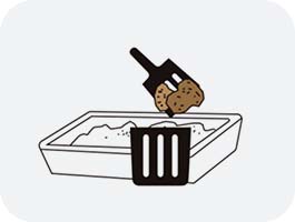 The cleaned cat litter canbedisposedof in a garbagebag or flushed downthe toilet(pour in small amounts to avoid clogging)