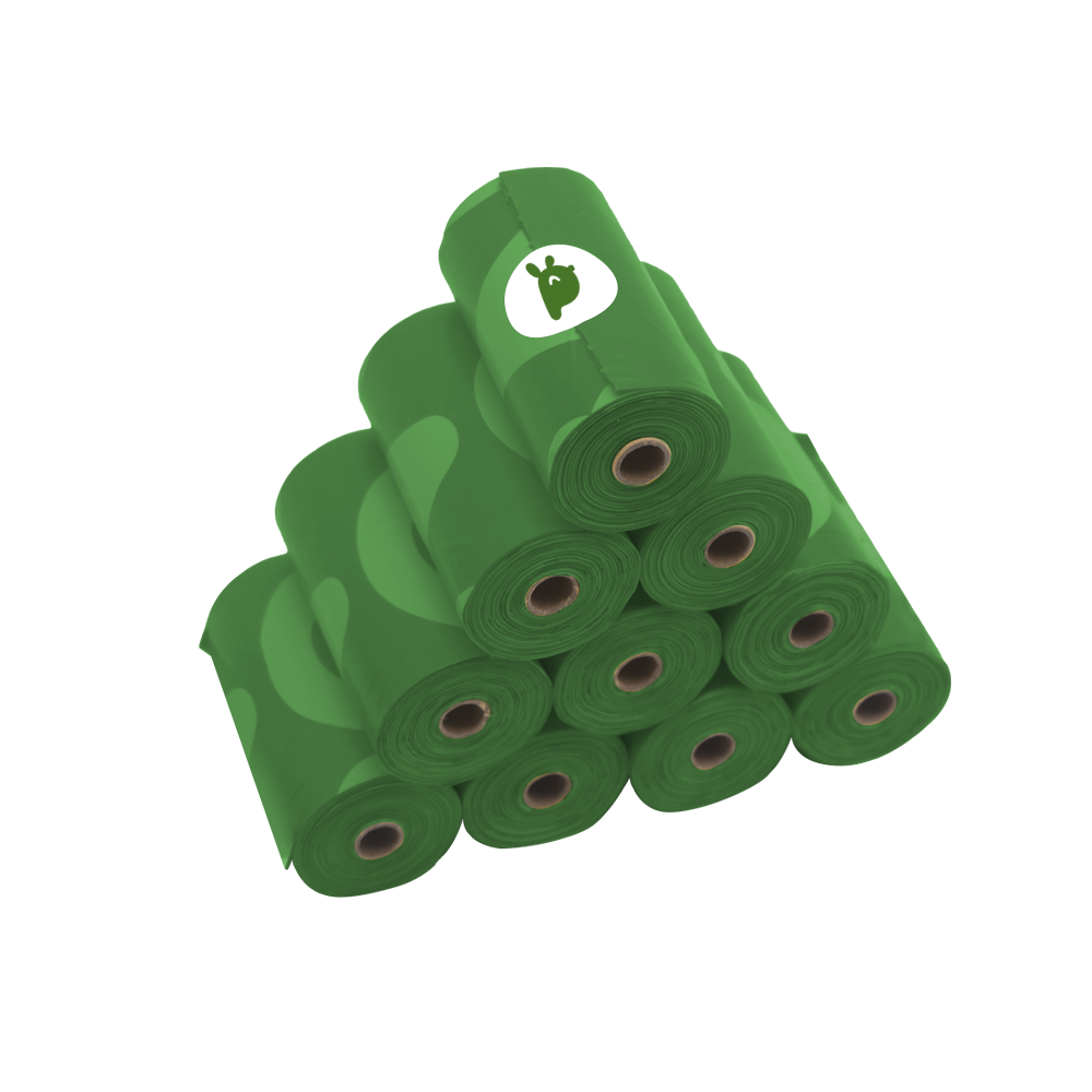 10 Rolls of Plant-Based Dog Poop Bags (Green) — 150 Tear-Resistant Bags in a Bulk Refill Pack |  Landfill-Friendly, Non-Plastic, Ultimate Odor Control, Durable.